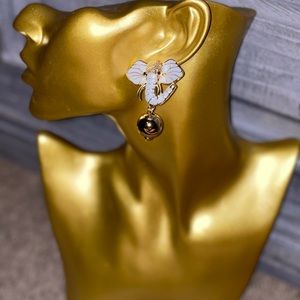 White Gold elephant earrings